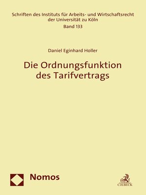 cover image of Die Ordnungsfunktion des Tarifvertrags